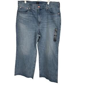 J.Crew Jeans Women’s Blue Wide Leg Crop All Day Stretch Denim Sz 34